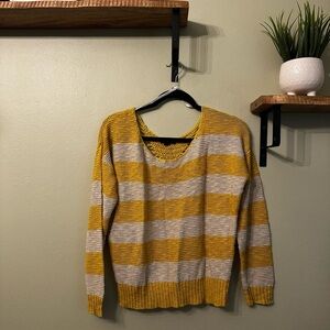 Striped Mustard and Gray Sweater